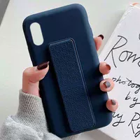 Чохол Silicone Case Hand Holder для Apple iPhone X / XS (5.8 ") Темно-синій / Midnight blue