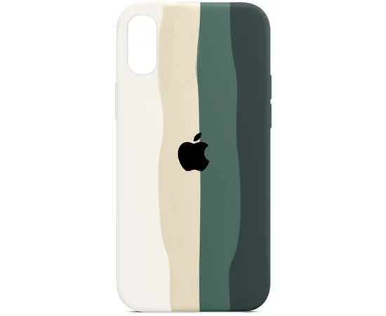 Чехол Silicone case Full Rainbow для Apple iPhone X / XS (5.8") Белый / Зеленый