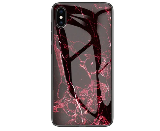 TPU+Glass чехол Luxury Marble для Apple iPhone X / XS  (5.8") Марсала / Бордовый
