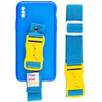 Чехол Handfree с цветным ремешком для Apple iPhone X / XS (5.8") Синий
