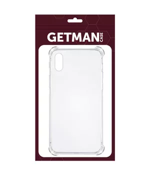TPU чехол GETMAN Ease logo усиленные углы для Apple iPhone X / XS (5.8") Прозрачный / Transparent