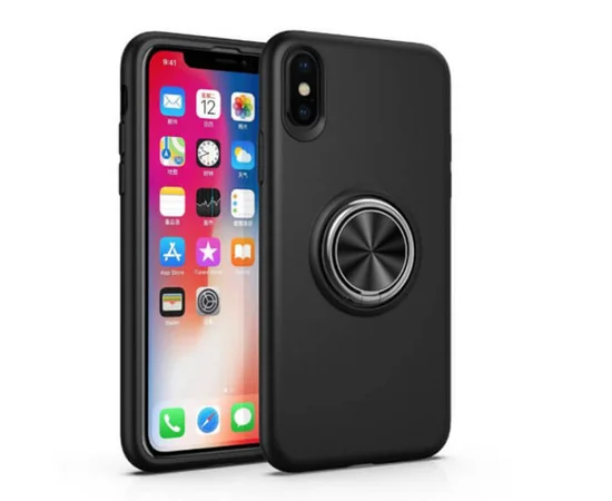 TPU чехол Summer ColorRing под магнитный держатель для Apple iPhone XS (5.8") Черный