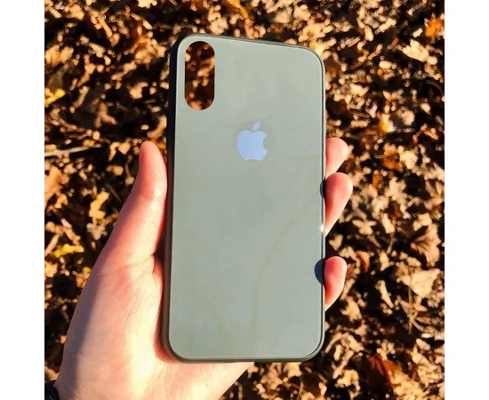 TPU + Glass чохол GLOSSY Logo series для Apple iPhone X (5.8 ") / XS Зелений / Pine green