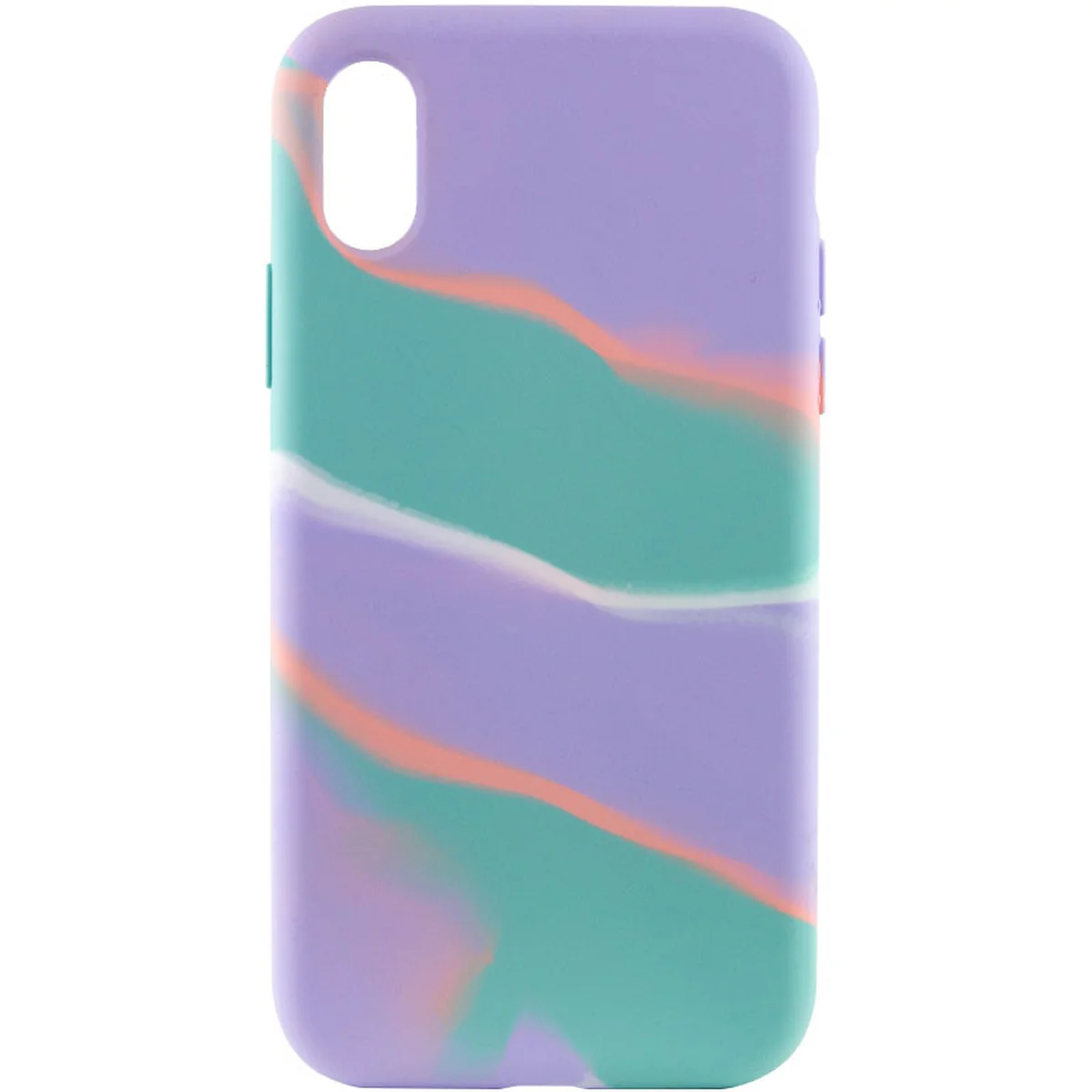 Чехол Silicone case full Aquarelle для Apple iPhone X / XS (5.8") Бирюзово-сиреневый