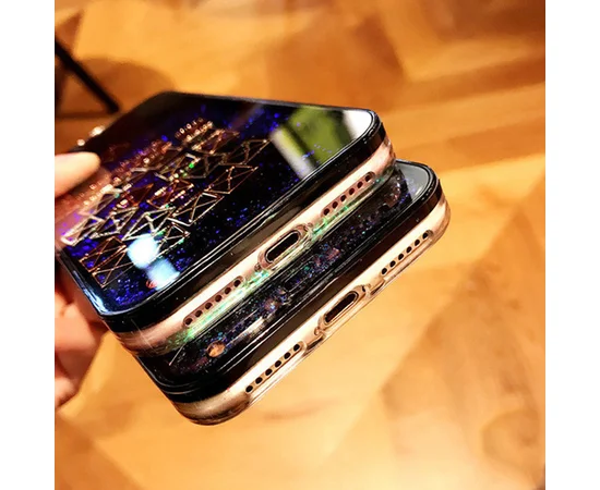 TPU+PC чехол Liquid (glitter) для Apple iPhone X/XS Тетрис / Зеленый