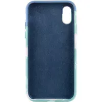 Чохол Silicone case full Aquarelle для Apple iPhone X/XS (5.8") Бірюзово-білий