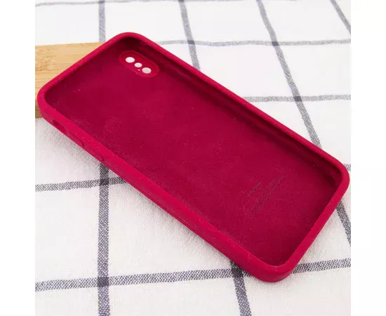 Чехол Silicone Case Square Full Camera Protective (AA) для Apple iPhone XS (5.8") Красный / Rose Red