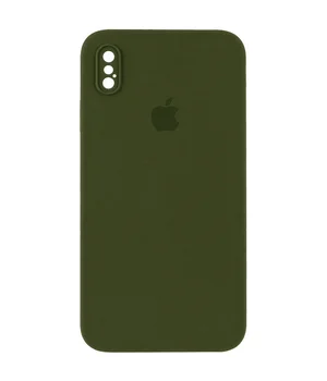 Чехол Silicone Case Square Full Camera Protective (AA) для Apple iPhone XS (5.8") Зеленый / Dark Olive