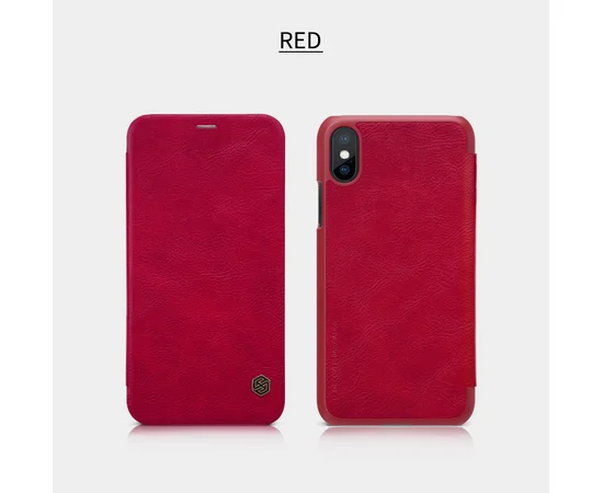 Кожаный чехол (книжка) Nillkin Qin Series для Apple iPhone X/XS Красный