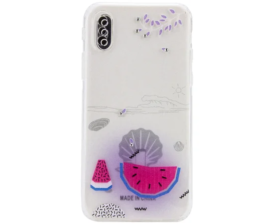 TPU чохол Luxury Diamond full protective для Apple iPhone X / XS (5.8 ") Блакитний / Кавун