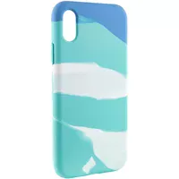 Чохол Silicone case full Aquarelle для Apple iPhone X/XS (5.8") Бірюзово-білий