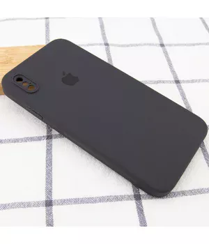 Чехол Silicone Case Square Full Camera Protective (AA) для Apple iPhone XS (5.8") Серый / Dark Gray