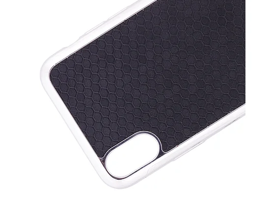 Фактурный силиконовый чехол с глянцевой окантовкой для Apple iPhone X (5.8") Черный