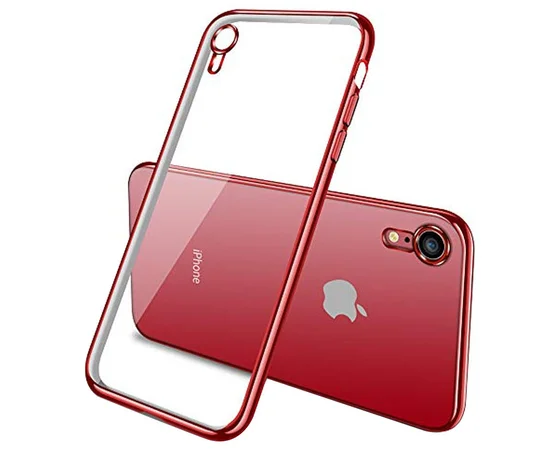 Прозрачный силиконовый чехол с глянцевой окантовкой Full Camera для Apple iPhone XR (6.1") Красный
