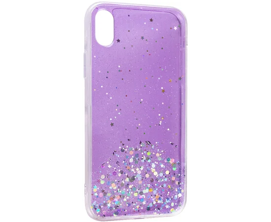 TPU чехол Star Glitter для Apple iPhone XR (6.1") Прозрачный / Сиреневый