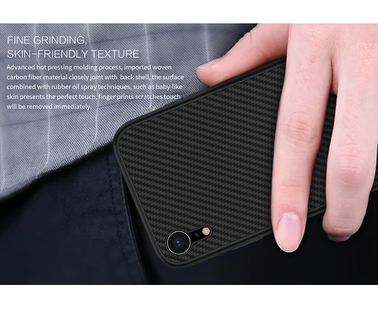 Карбоновая накладка Nillkin Synthetic Fiber series для Apple iPhone XR (6.1") Черный