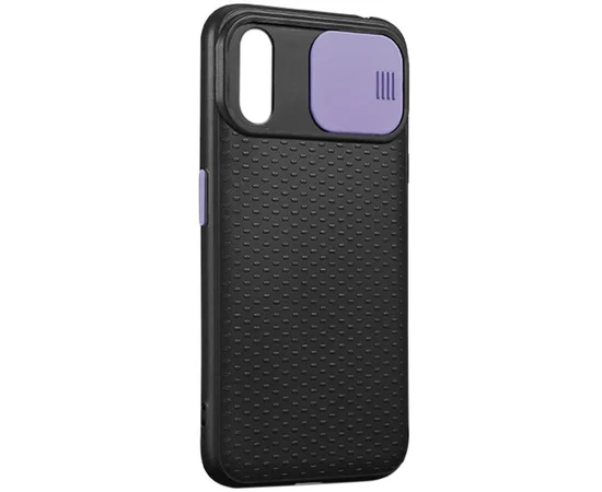 Чехол Camshield Black TPU со шторкой защищающей камеру для Apple iPhone XR (6.1") Черный / Сиреневый