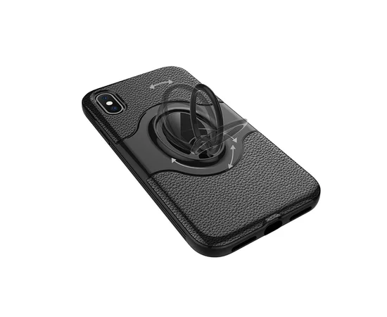 TPU+PC чехол Deen Feather с креплением под магнитный держатель для Apple iPhone XR (6.1") Черный