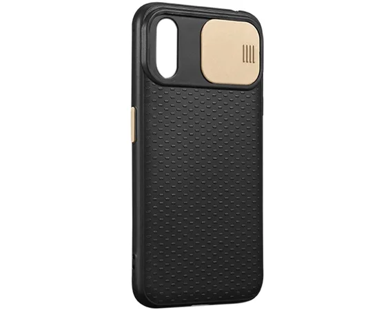 Чехол Camshield Black TPU со шторкой защищающей камеру для Apple iPhone XR (6.1") Черный / Золотой