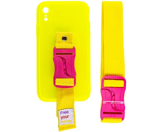 Чехол Handfree с цветным ремешком для Apple iPhone XR (6.1") Желтый