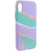 Чохол Silicone case full Aquarelle для Apple iPhone XR (6.1") Бірюзово-бузковий