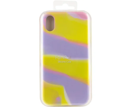 Чехол Silicone case full Aquarelle для Apple iPhone XR (6.1") Сиренево-желтый
