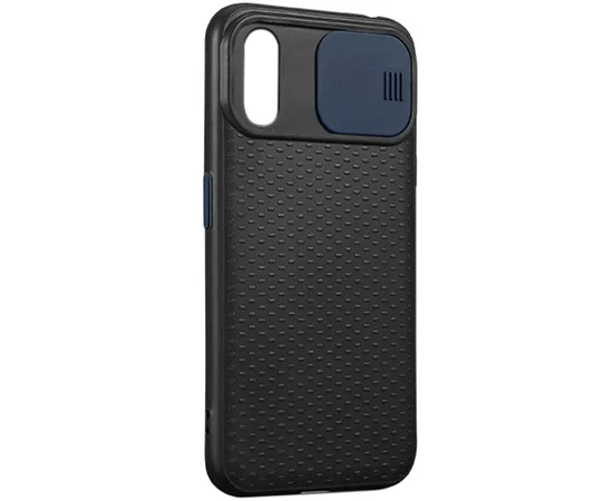 Чехол Camshield Black TPU со шторкой защищающей камеру для Apple iPhone XR (6.1") Черный / Синий