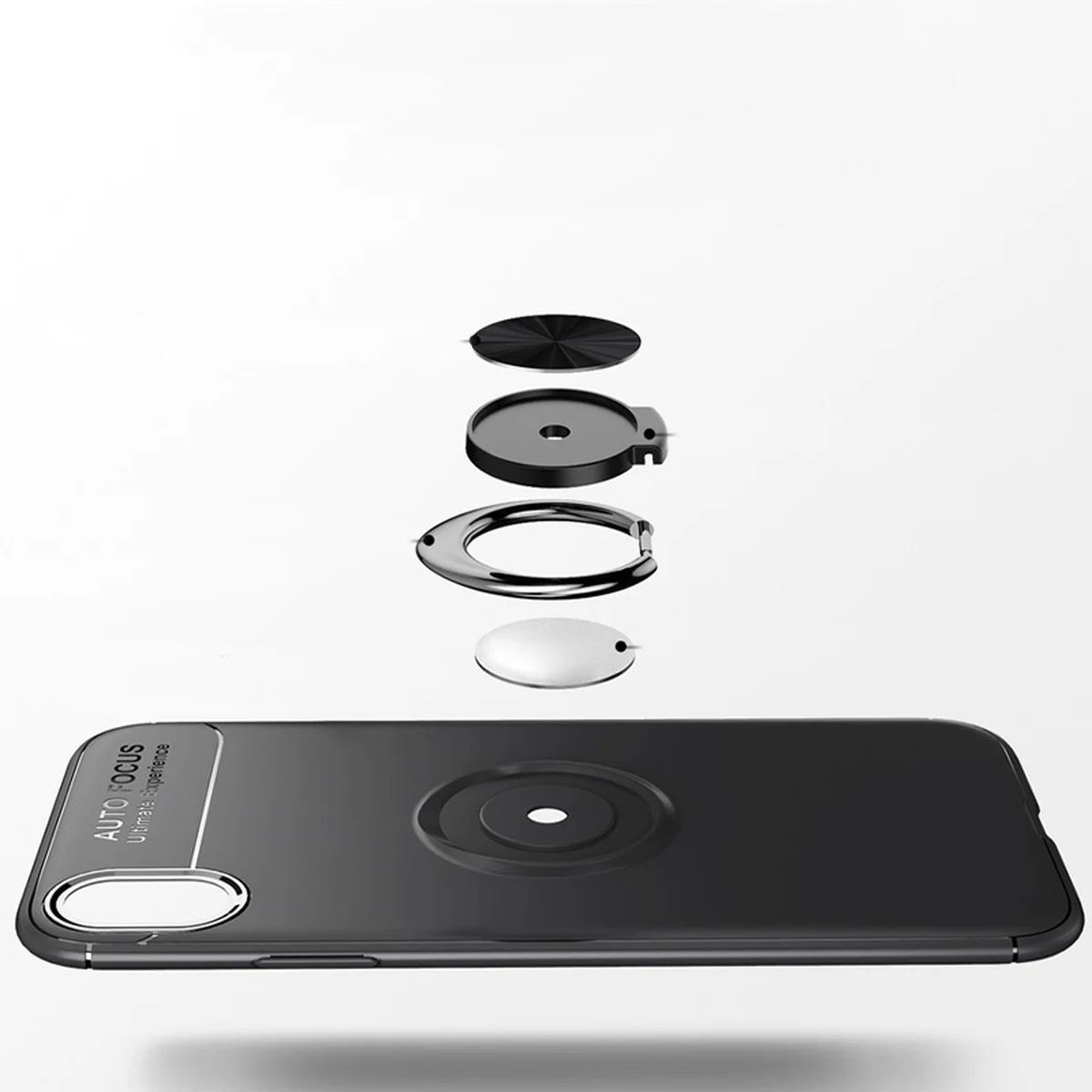 TPU чехол Deen ColorRing под магнитный держатель (opp) для Apple iPhone XR (6.1") Черный / Черный