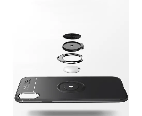 TPU чехол Deen ColorRing под магнитный держатель (opp) для Apple iPhone XR (6.1") Черный / Черный