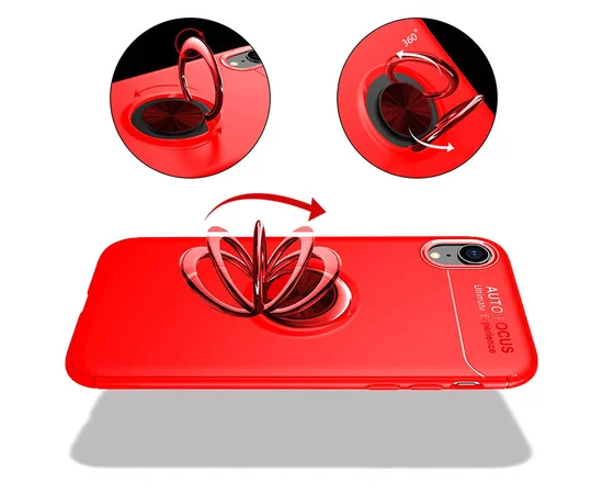TPU чехол Deen ColorRing под магнитный держатель (opp) для Apple iPhone XR (6.1") Красный / Красный
