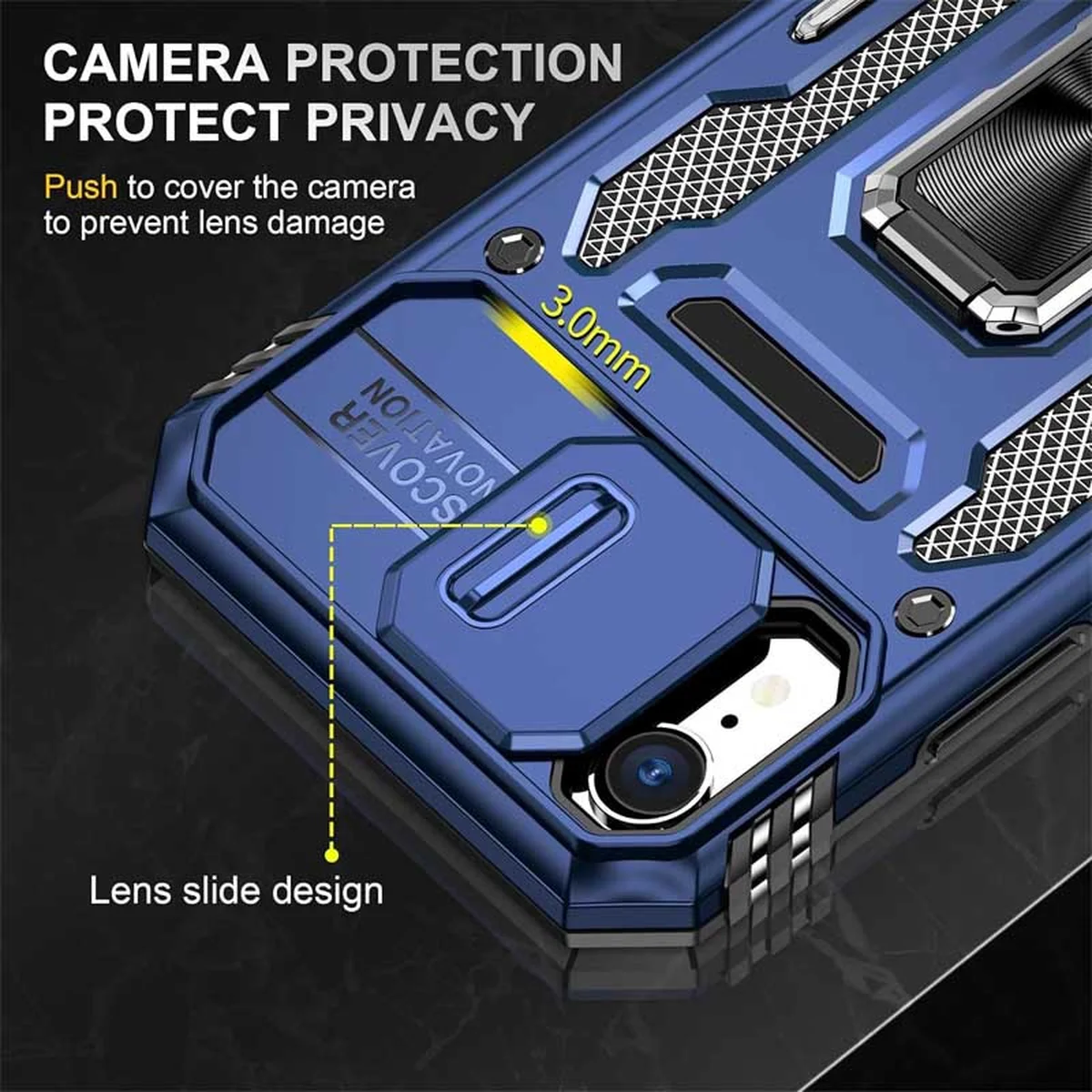 Ударопрочный чехол Camshield Army Ring для Apple iPhone XR (6.1") Синий / Navy