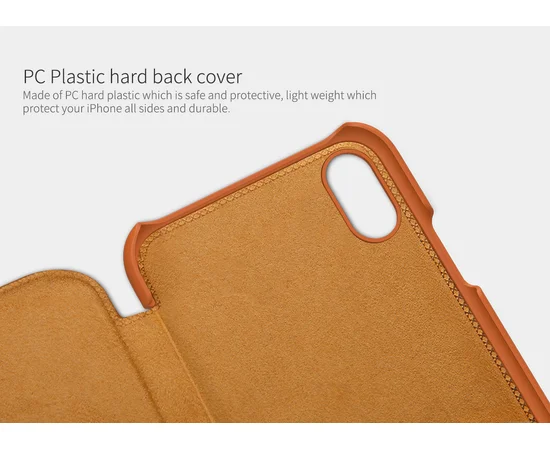 Кожаный чехол (книжка) Nillkin Qin Series для Apple iPhone XR (6.1") Коричневый