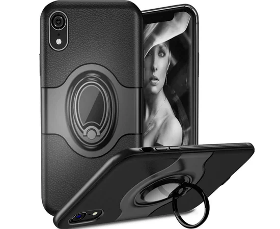 TPU+PC чехол Deen Feather с креплением под магнитный держатель для Apple iPhone XR (6.1") Черный