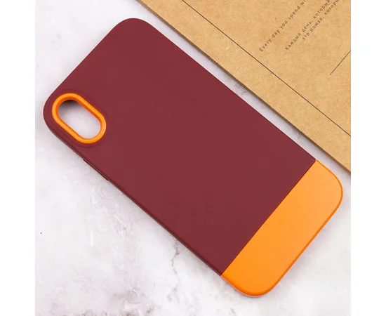 Чехол TPU+PC Bichromatic для Apple iPhone XR (6.1") Brown burgundy / Orange