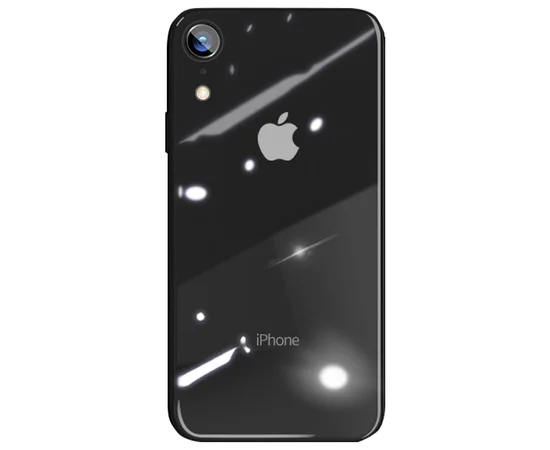 TPU+Glass чехол GLOSSY Logo series для Apple iPhone XR (6.1") Черный / Black