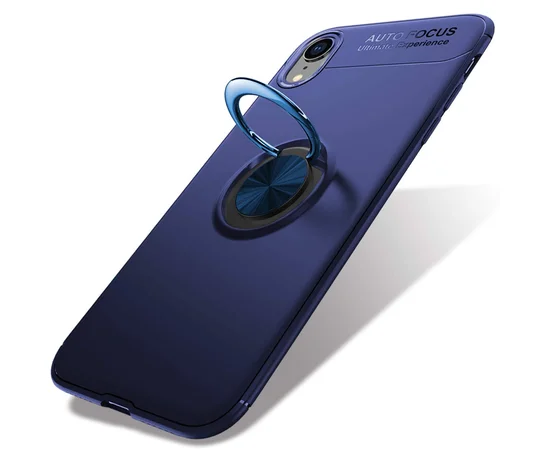 TPU чехол Deen ColorRing под магнитный держатель (opp) для Apple iPhone XR (6.1") Синий / Синий