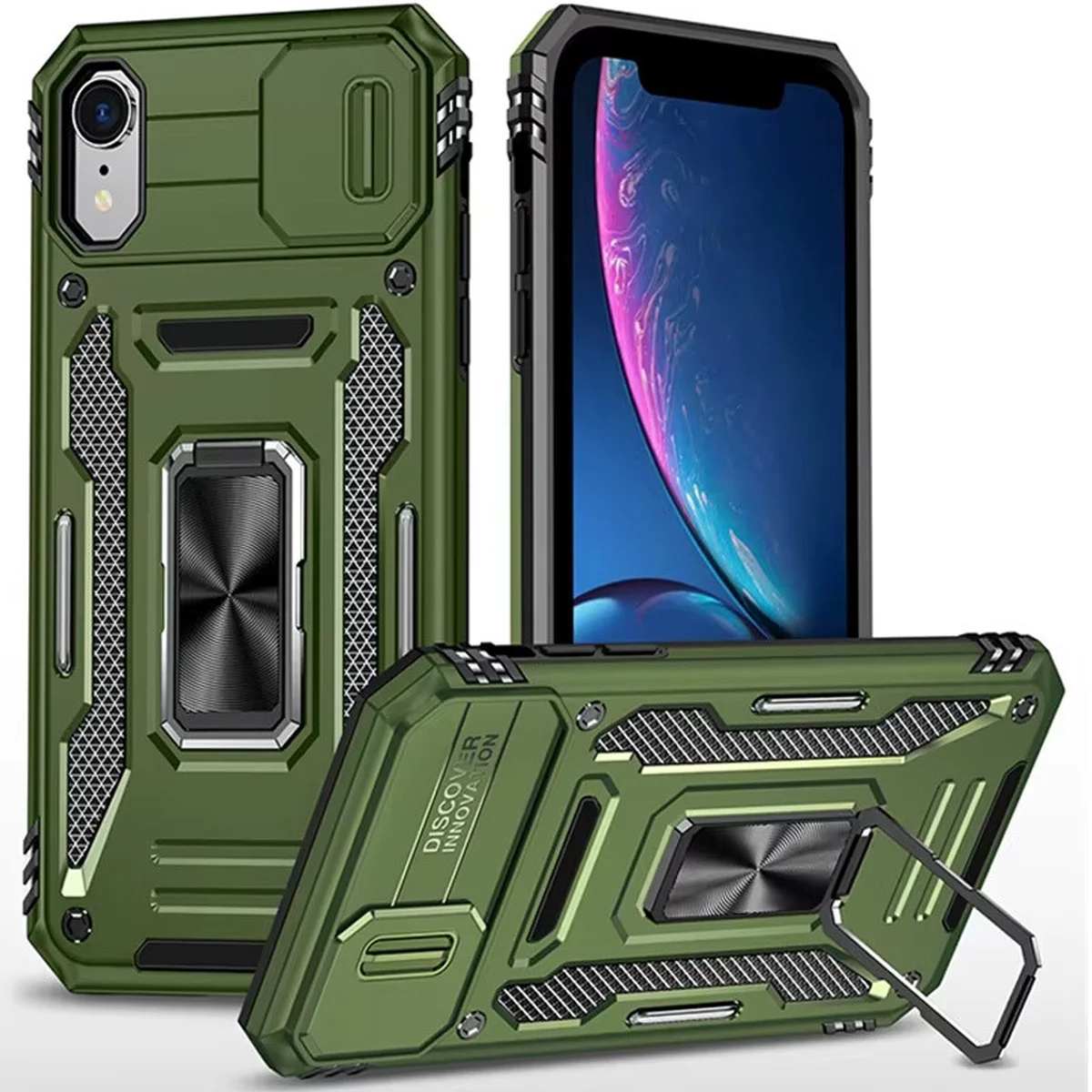 Ударопрочный чехол Camshield Army Ring для Apple iPhone XR (6.1") Оливковый / Army Green