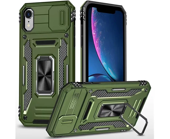 Ударопрочный чехол Camshield Army Ring для Apple iPhone XR (6.1") Оливковый / Army Green