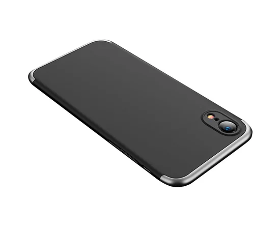 Пластиковая накладка GKK LikGus 360 градусов (opp) для Apple iPhone XR (6.1") Черный / Серебряный