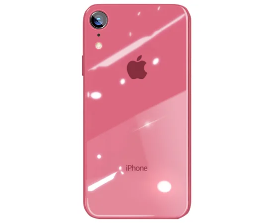 TPU+Glass чехол GLOSSY Logo series для Apple iPhone XR (6.1") Красный / Red orchid