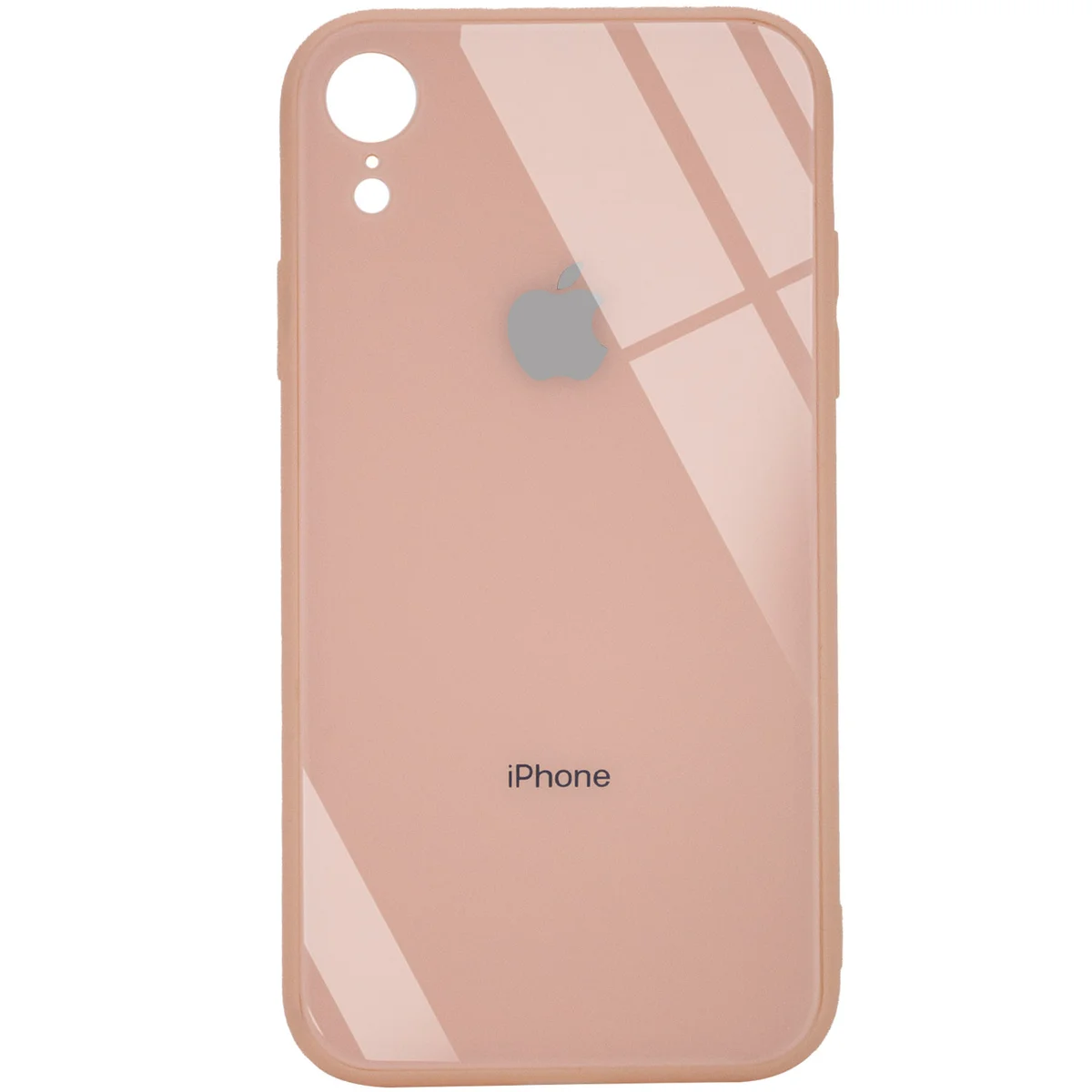 TPU+Glass чехол GLOSSY Logo Full camera (opp) для Apple iPhone XR (6.1") Персиковый