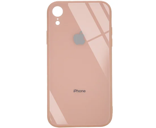 TPU+Glass чехол GLOSSY Logo Full camera (opp) для Apple iPhone XR (6.1") Персиковый