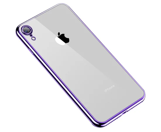 Прозрачный силиконовый чехол с глянцевой окантовкой Full Camera для Apple iPhone XR (6.1") Сиреневый