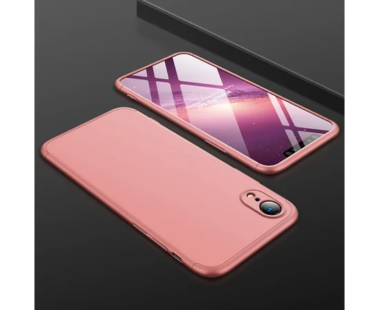 Пластиковая накладка GKK LikGus 360 градусов (opp) для Apple iPhone XR (6.1") Розовый / Rose gold