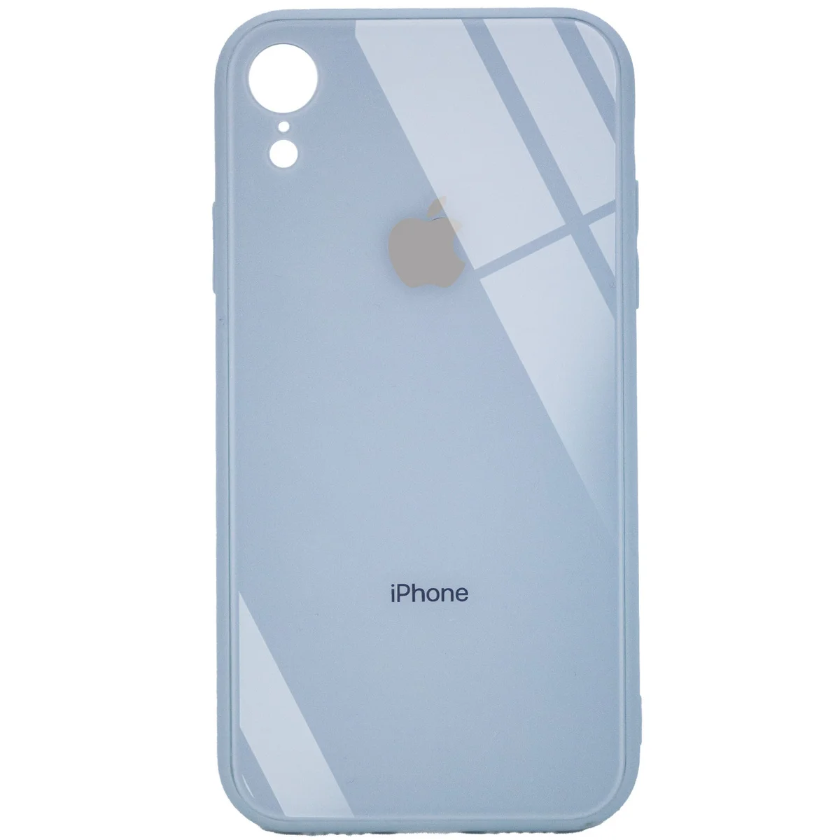 TPU+Glass чехол GLOSSY Logo Full camera (opp) для Apple iPhone XR (6.1") Голубой
