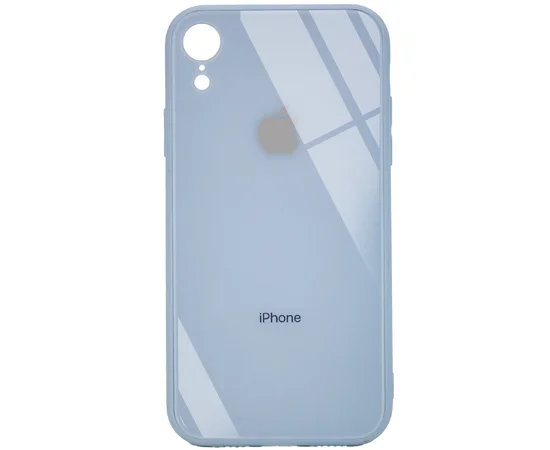 TPU+Glass чехол GLOSSY Logo Full camera (opp) для Apple iPhone XR (6.1") Голубой