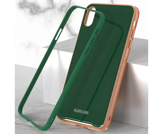 TPU+Glass чехол Venezia для Apple iPhone XR (6.1") Зеленый / Dark Green