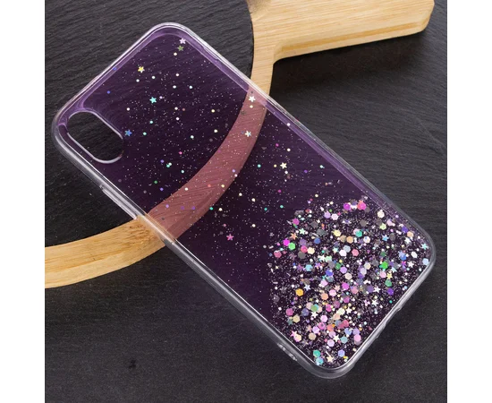 TPU чехол Star Glitter для Apple iPhone XR (6.1") Прозрачный / Сиреневый
