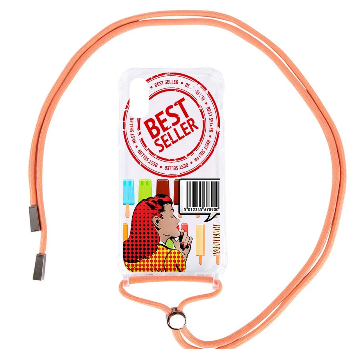 Чехол TPU Crossbody Street Style для Apple iPhone XR (6.1") Ice cream / Персиковый