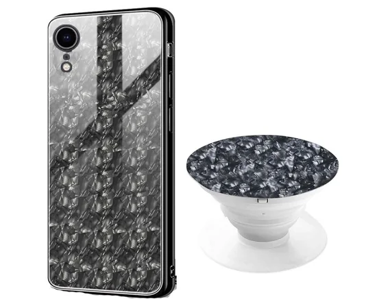 TPU+Glass чехол Shell с круглой подставкой для Apple iPhone XR (6.1") Черный